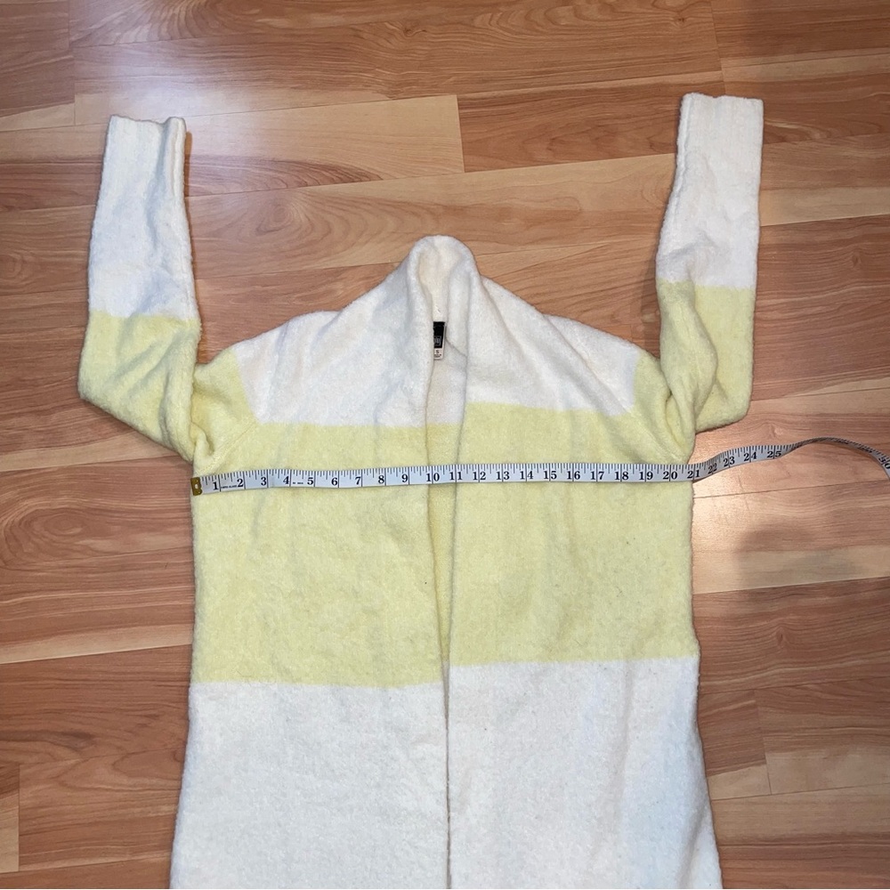 Anthropologie LTD Open Front Yellow/White Wool Blend Cardigan Sweater Size Small - Picture 9 of 15